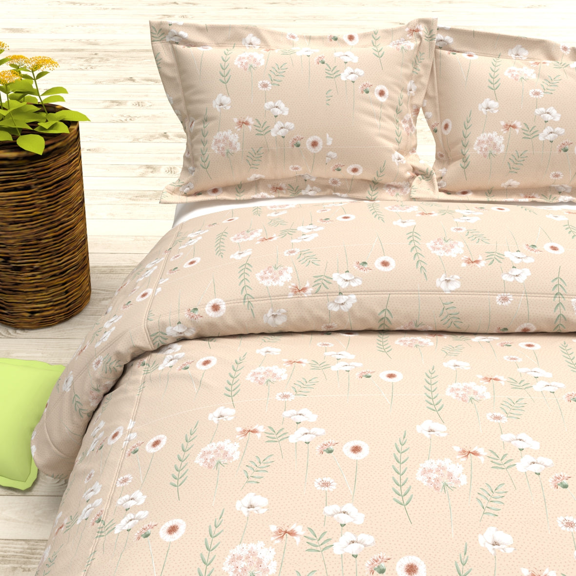 Cider King Size Micro-Cotton Sheet Set - Peach & White
