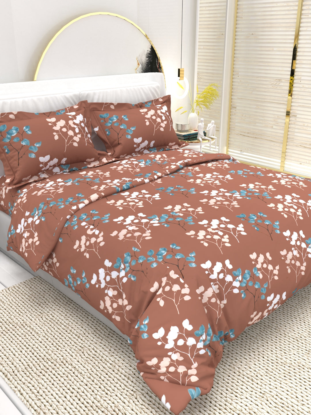 Clay Double Bed Pure Cotton Sheet Set - Rose Brown
