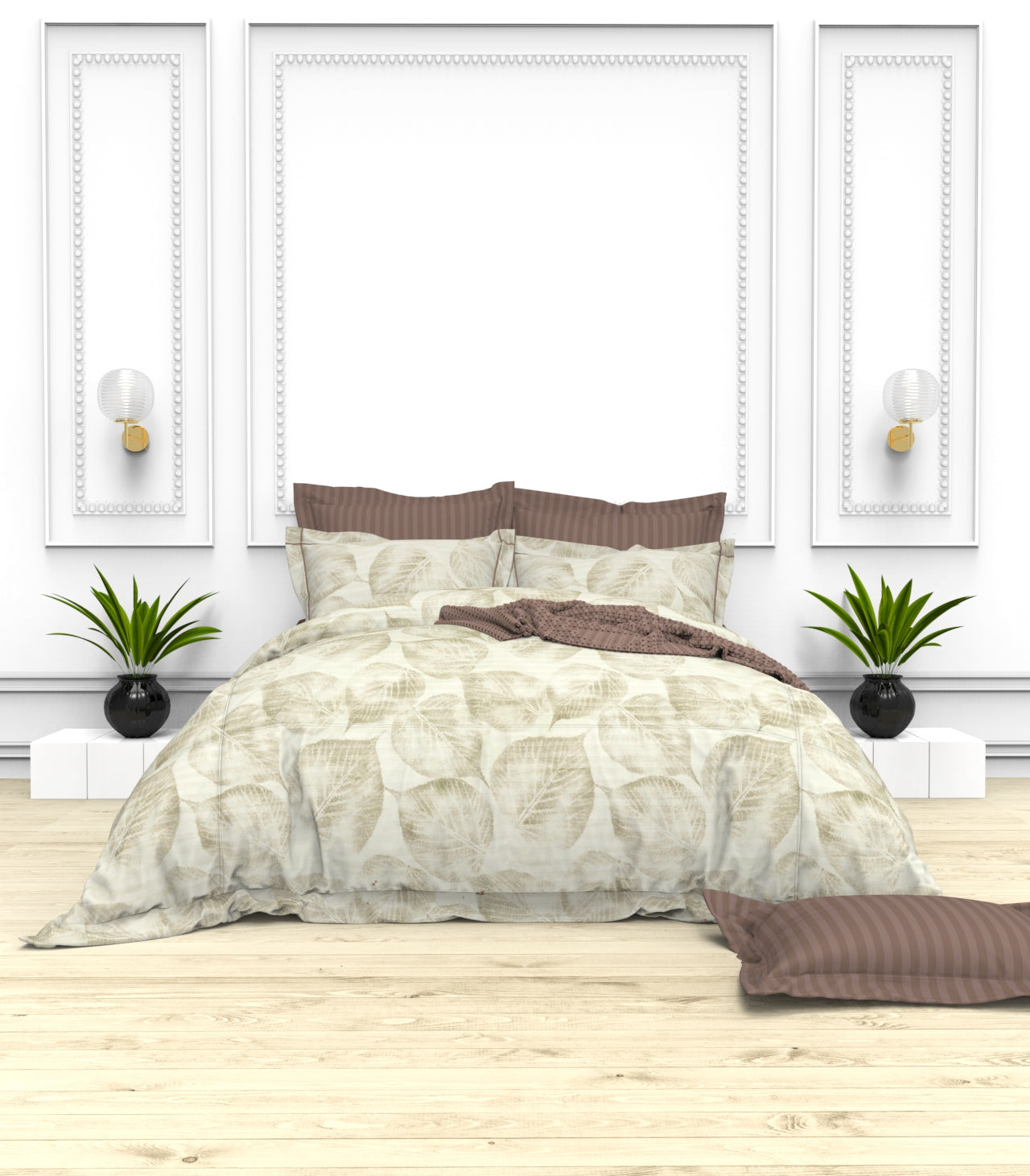 Christie King Size Self-Striped Satin Bedsheet Set (4 Pillow Covers)