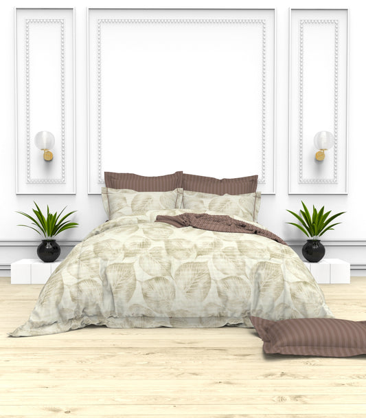 Christie King Size Self-Striped Satin Bedsheet Set (4 Pillow Covers)