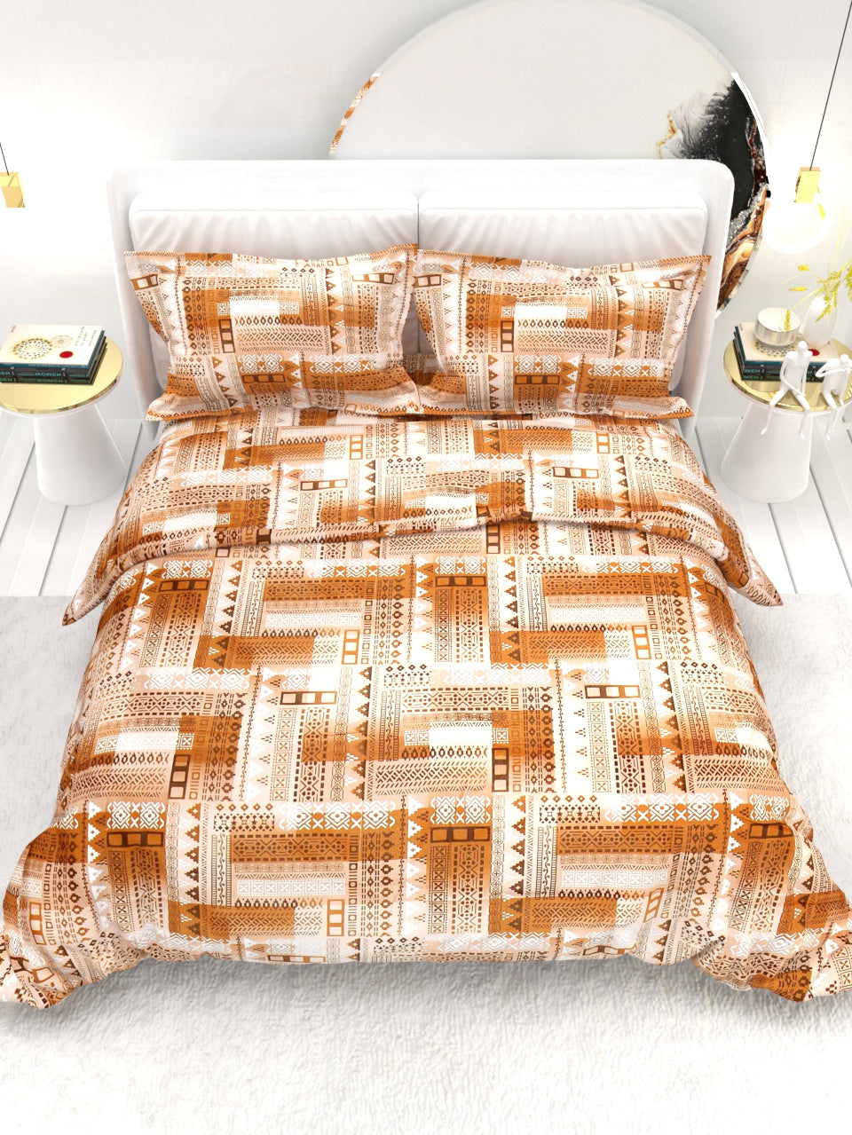 Georgia Double Size Satin Twill Bedsheet Set - Ochre Beige