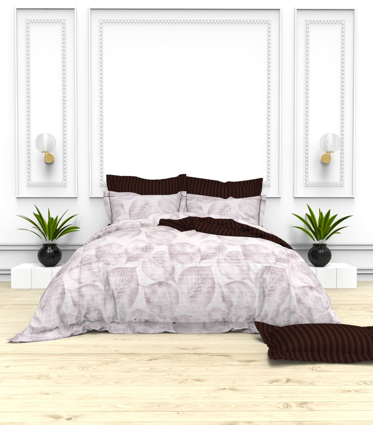 Christie King Size Self-Striped Satin Bedsheet Set (4 Pillow Covers)