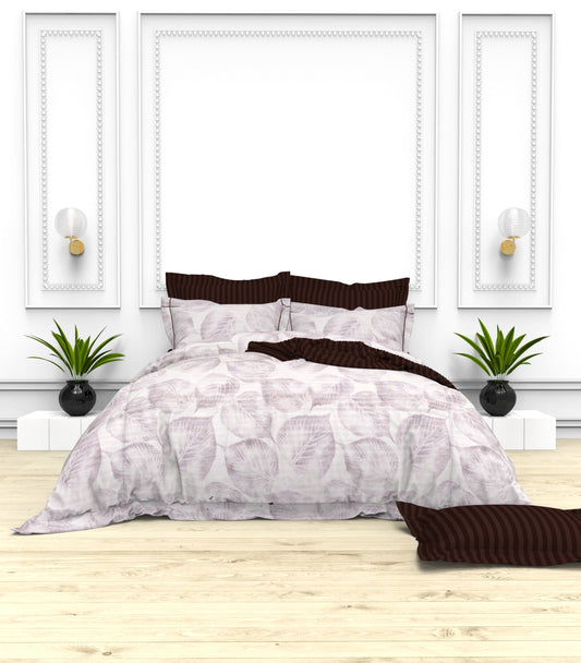 Christie King Size Self-Striped Satin Bedsheet Set (4 Pillow Covers)