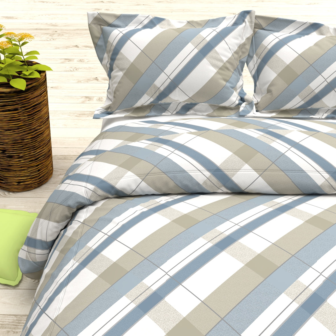 Cider Double Bed Micro-Cotton Sheet Set - White Gray