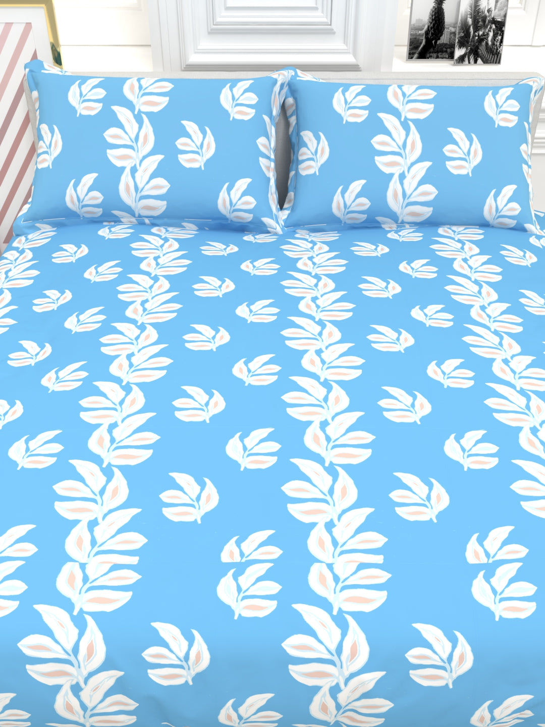 Orchid King Size Percale Bedsheet Set - Blue