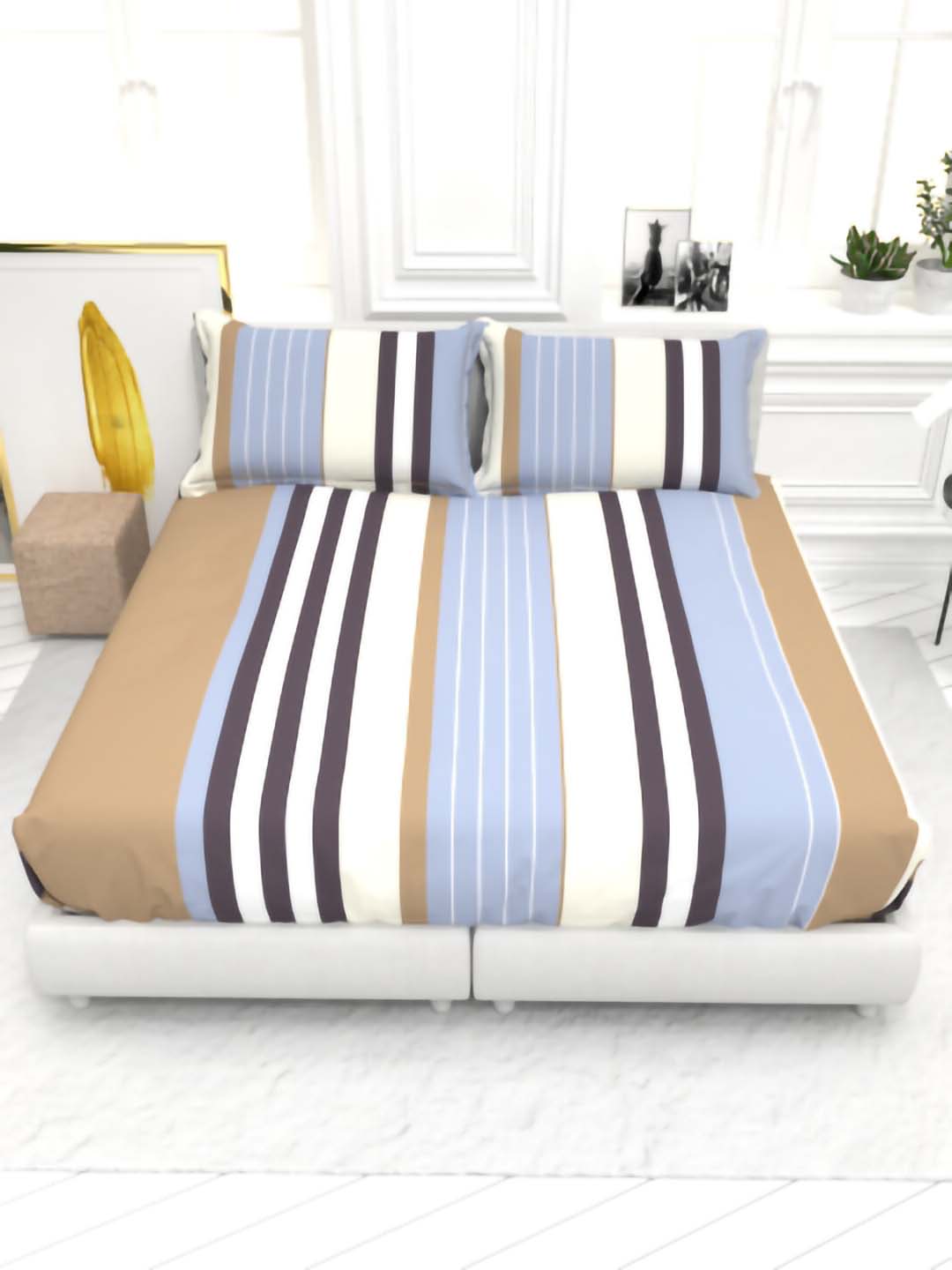 Cider Double Bed Micro-Cotton Sheet Set - Beige Brown