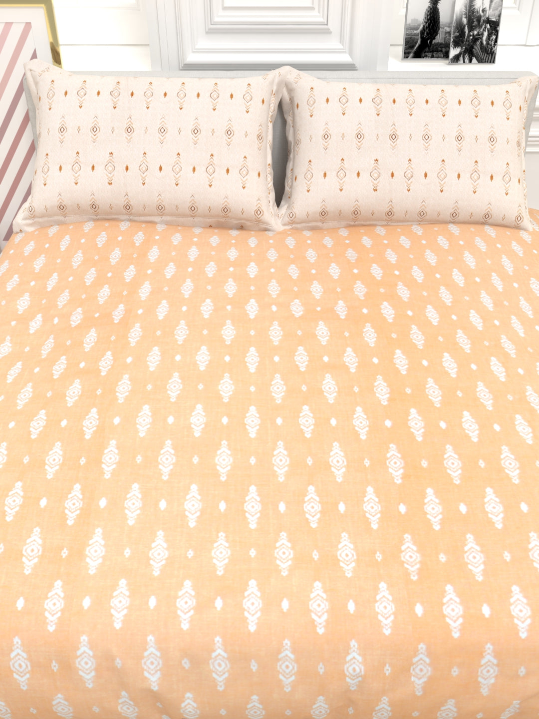 Orchid King Size Percale Bedsheet Set - Peach