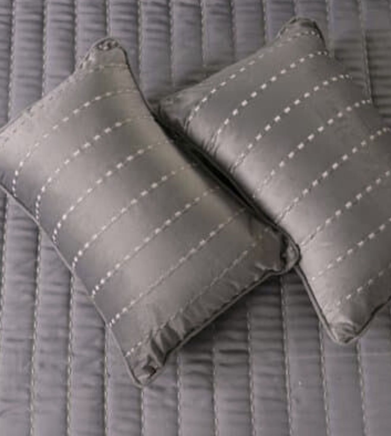 Luna 5-Piece Quilted & Embroidered Bedcover Ensemble - Amethyst Smoke