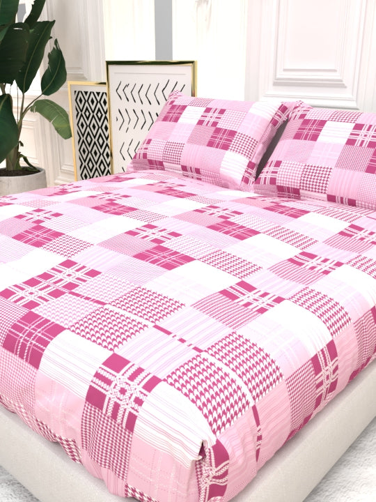 Clay Double Bed Pure Cotton Sheet Set - Dusty Pink