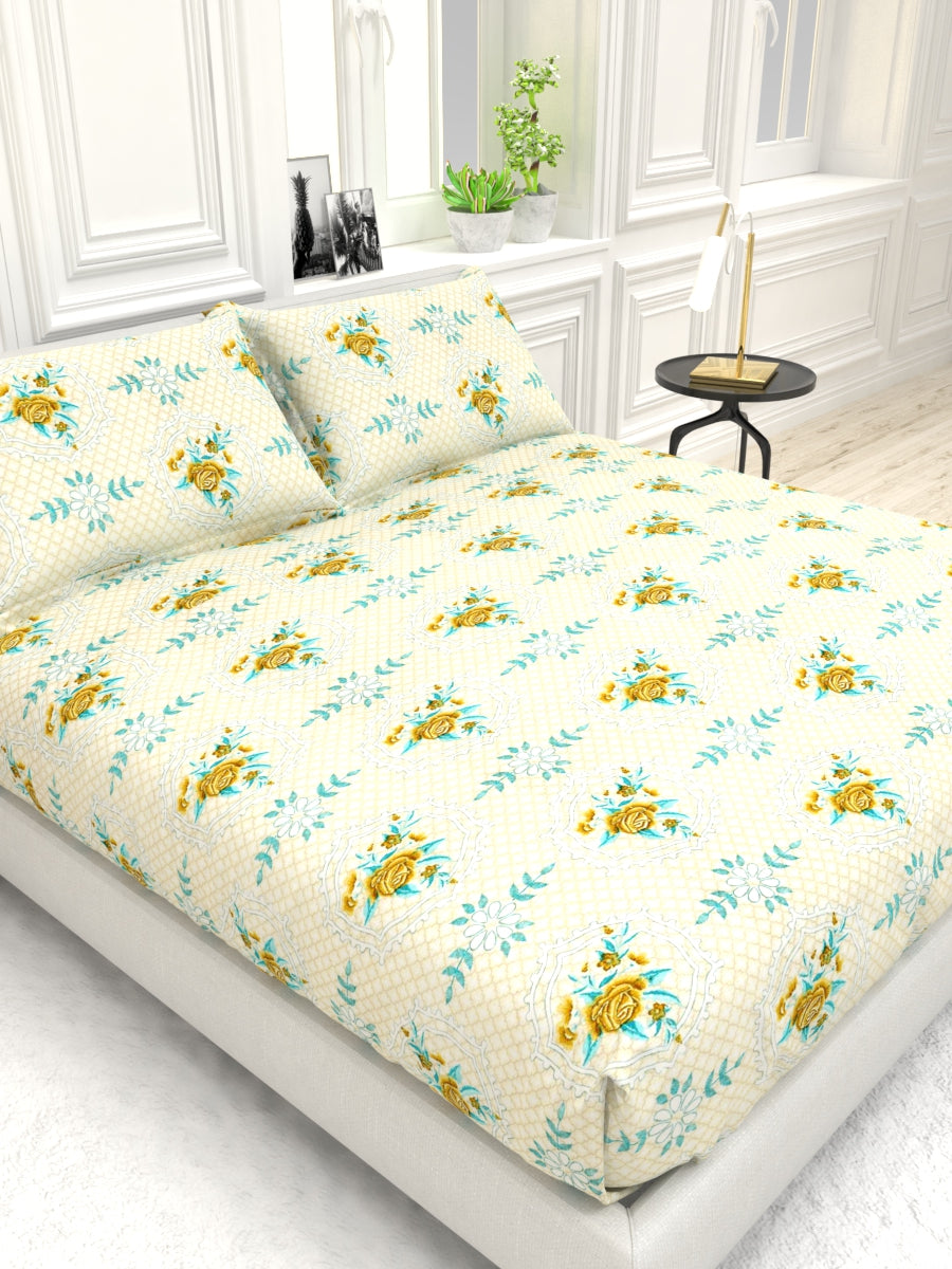 Georgia Double Size Satin Twill Bedsheet Set - Beige & Brown