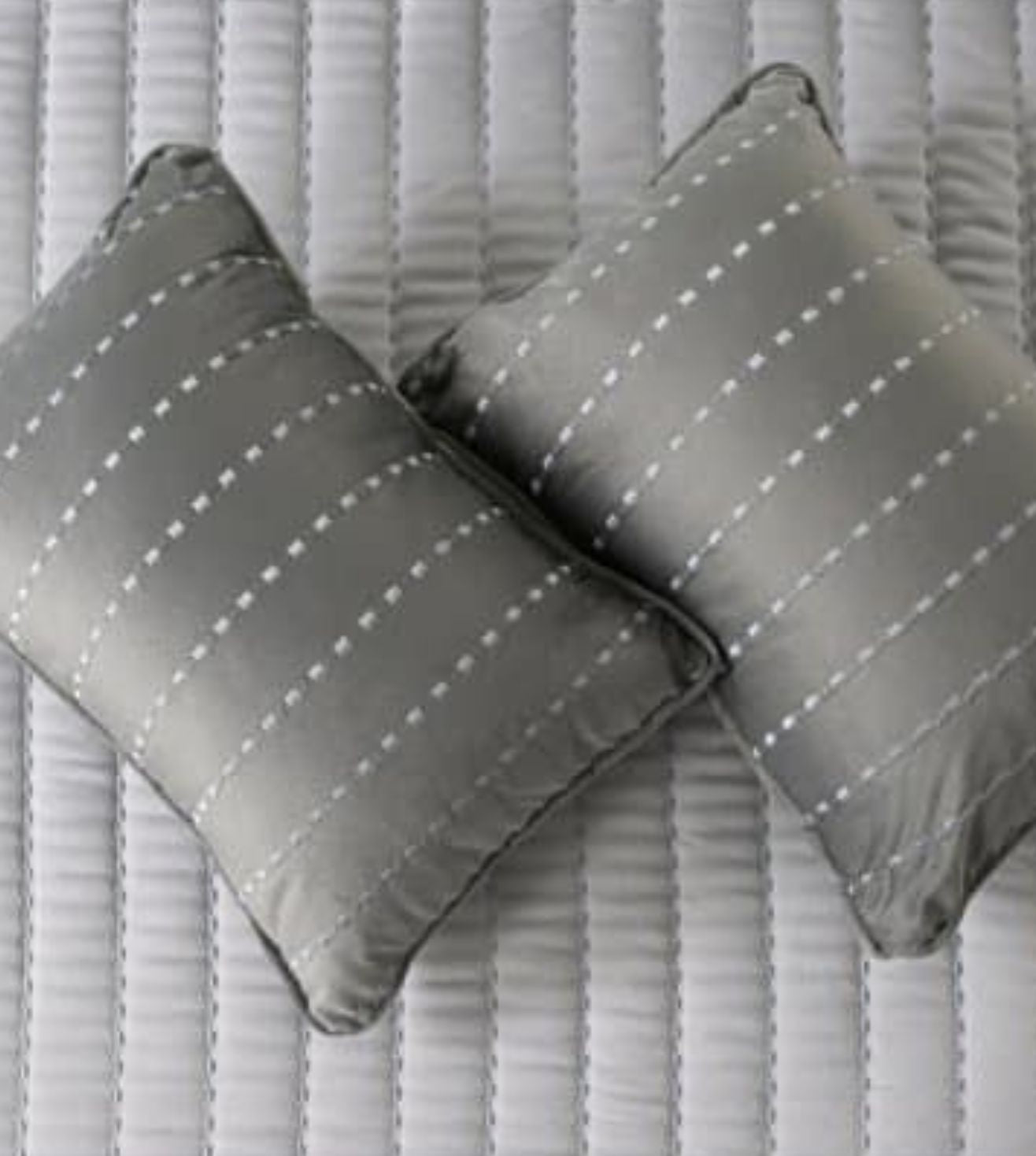 Luna 5-Piece Quilted & Embroidered Bedcover Ensemble - Silver Grey