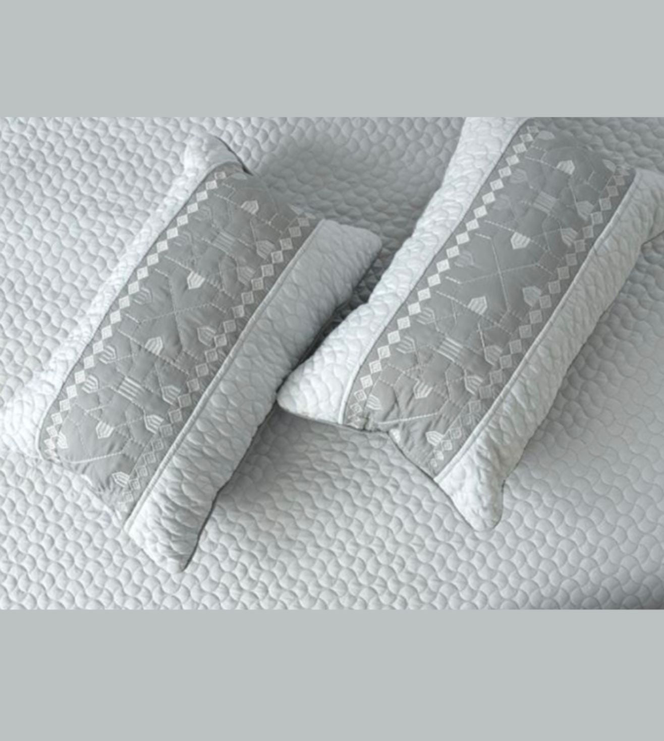 Noir 5-Piece Quilted & Embroidered Bedcover Ensemble - Powder Blue
