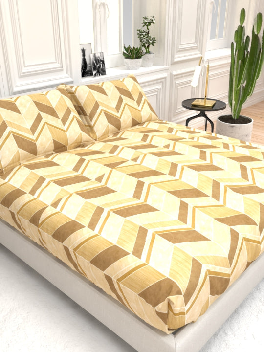 Clay Double Bed Pure Cotton Sheet Set - Amber Brown