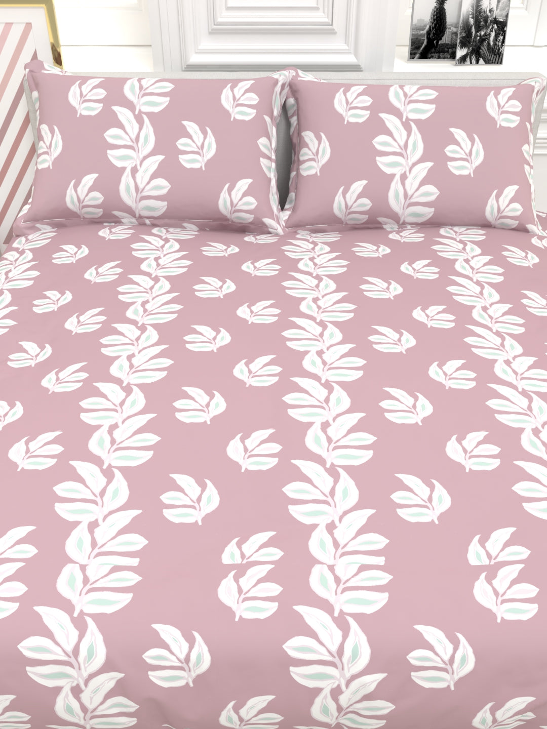 Orchid King Size Percale Bedsheet Set - Blush Pink