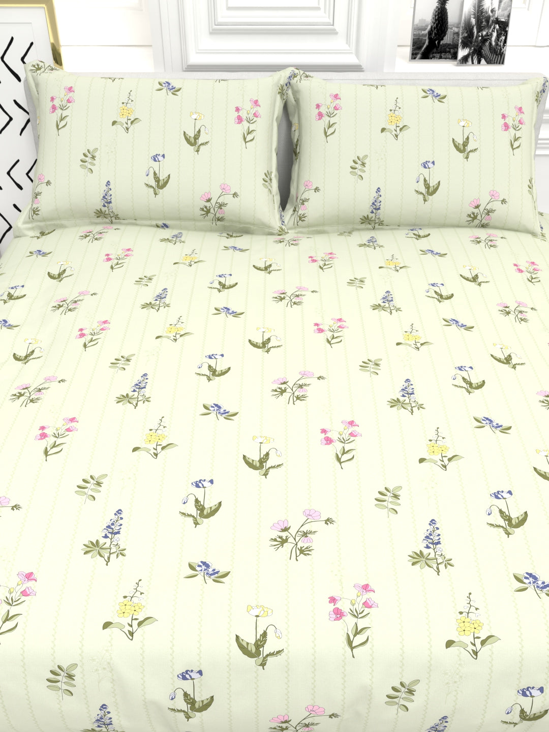 Cider Double Bed Micro-Cotton Sheet Set - Sage Green