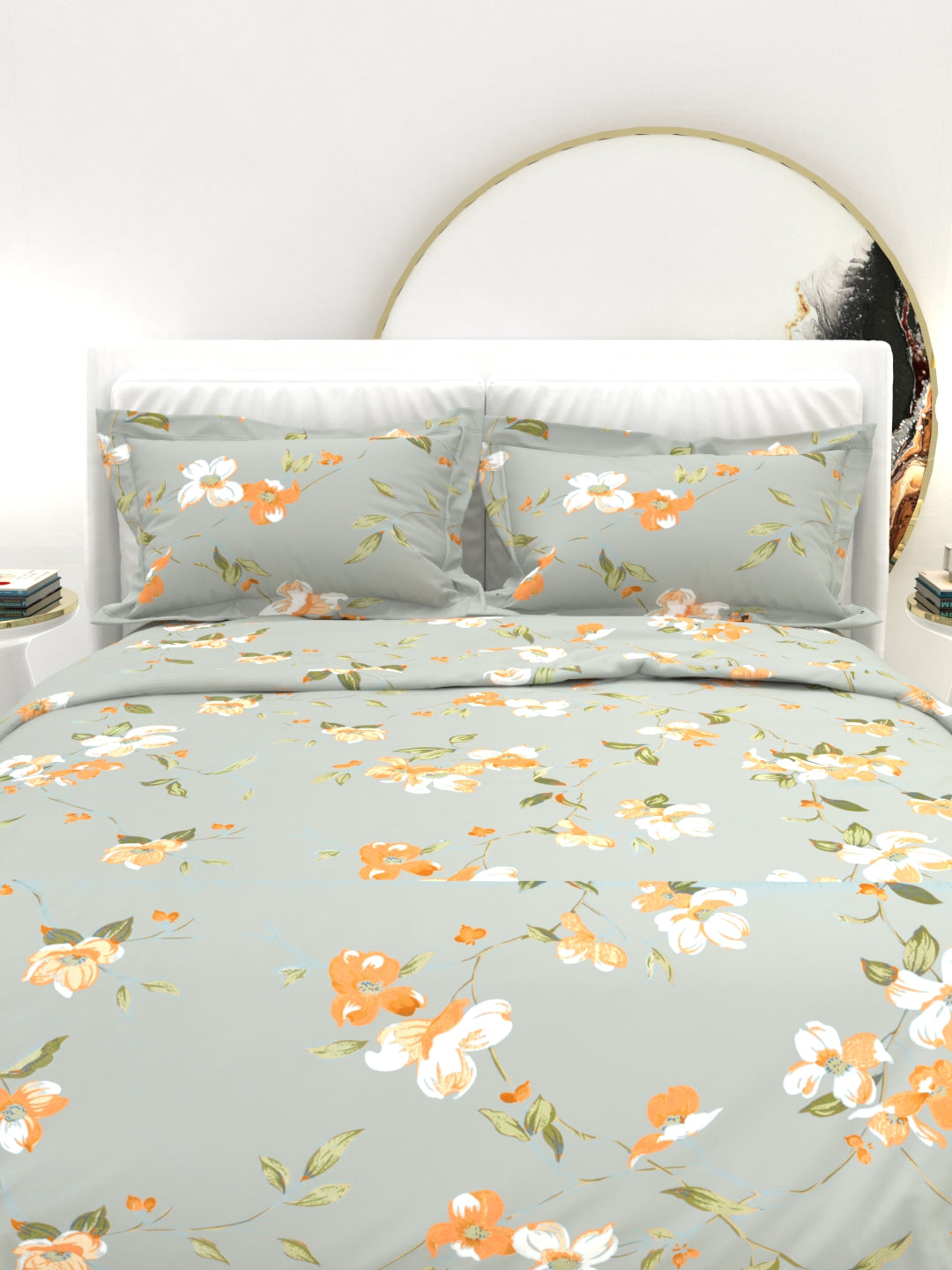 Clay Double Bed Pure Cotton Sheet Set - Gray