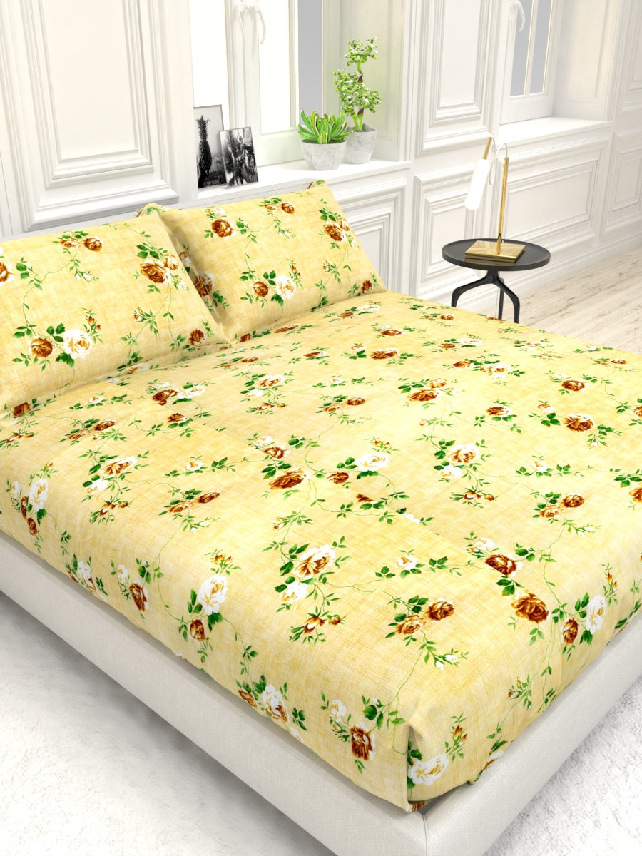 Georgia Double Size Satin Twill Bedsheet Set - Beige Yellow