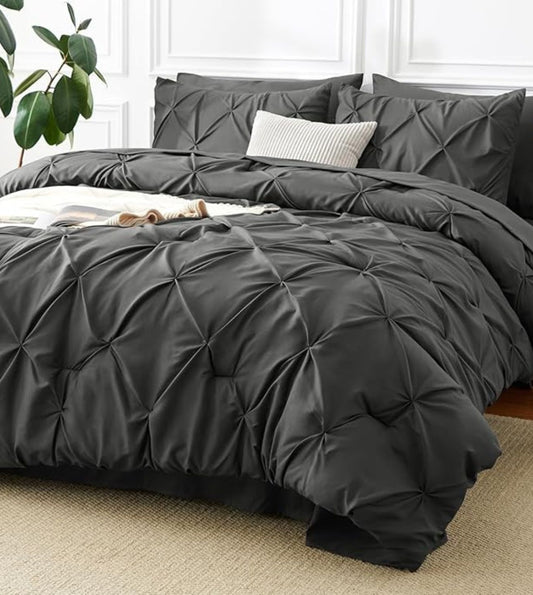 Dune Hand-Crafted Pin Tuck Comforter Set (400Tc Satin) - Gray