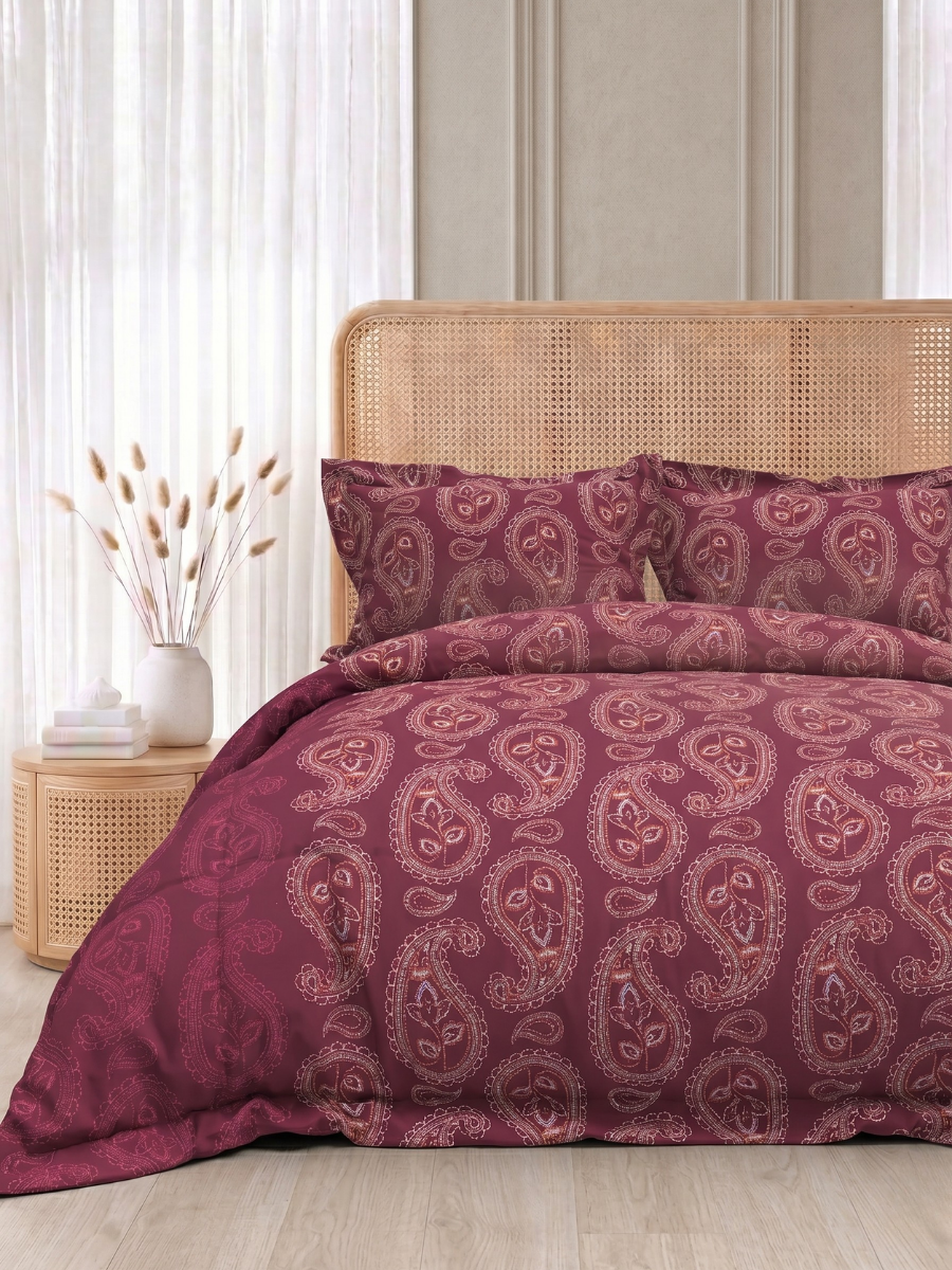Bruno King Size Reactive Satin Bedsheet Set - Magenta
