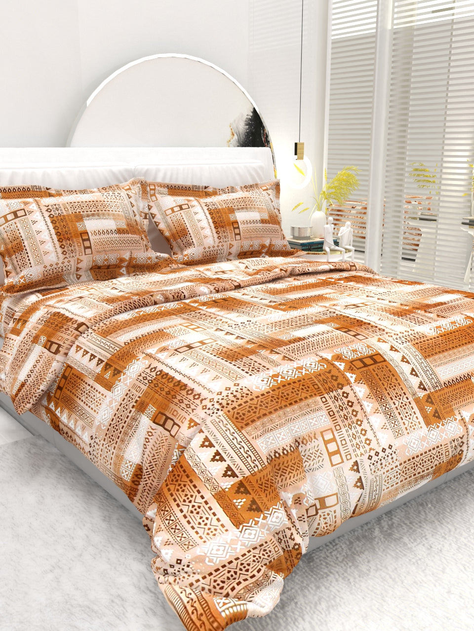 Georgia Double Size Satin Twill Bedsheet Set - Ochre Beige