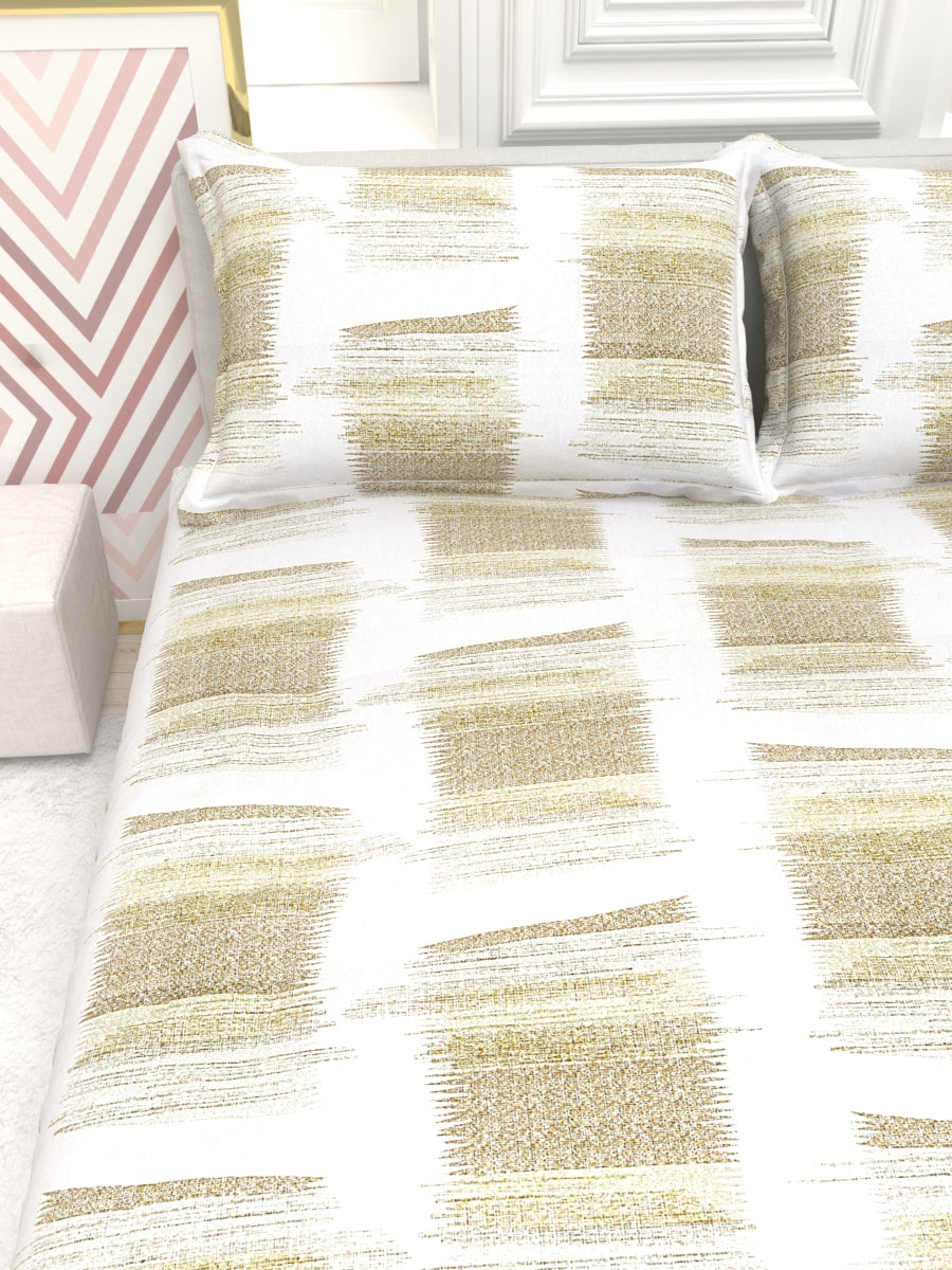 Georgia Double Size Satin Twill Bedsheet Set - Cream & Taupe