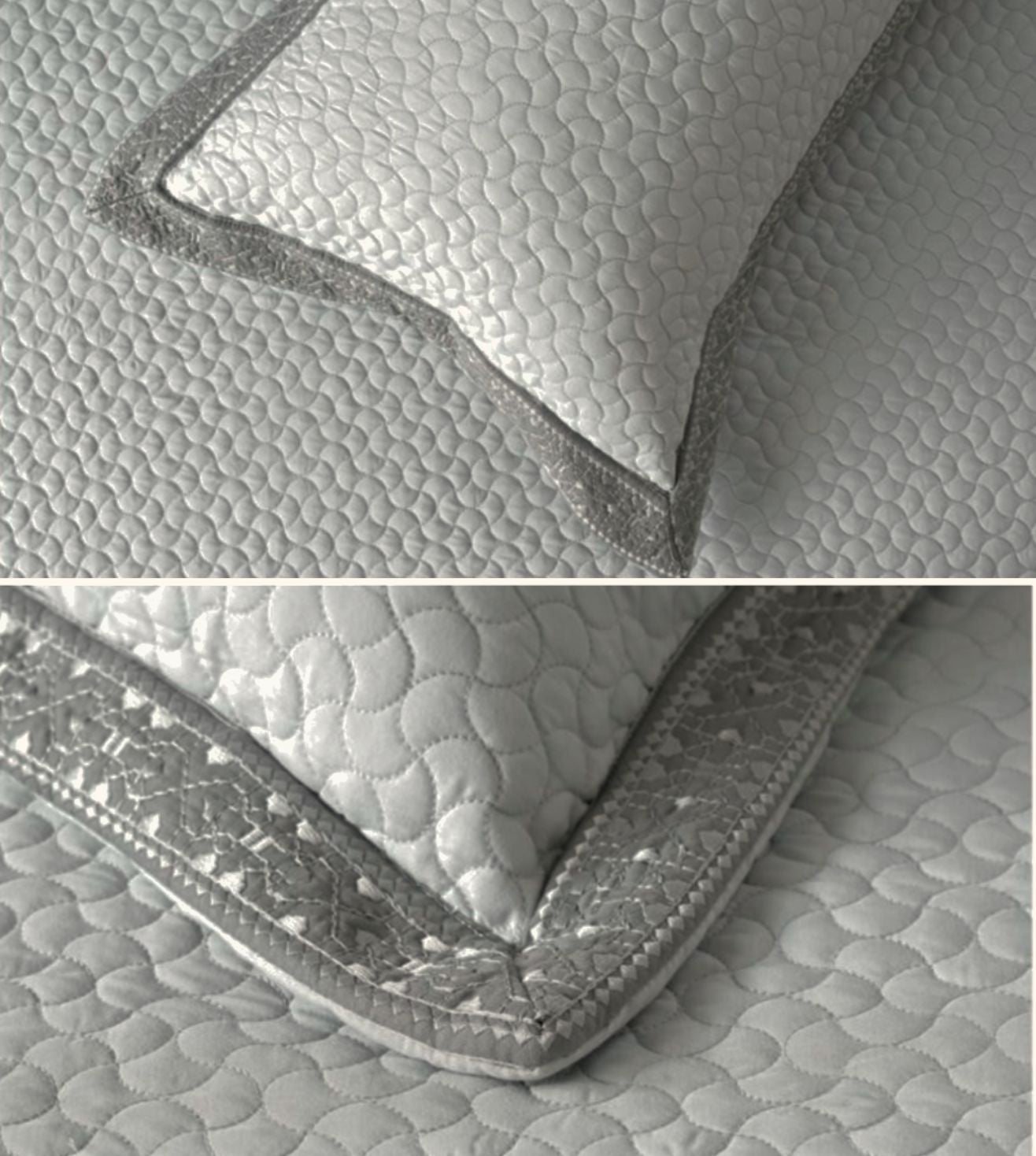 Noir 5-Piece Quilted & Embroidered Bedcover Ensemble - Gray