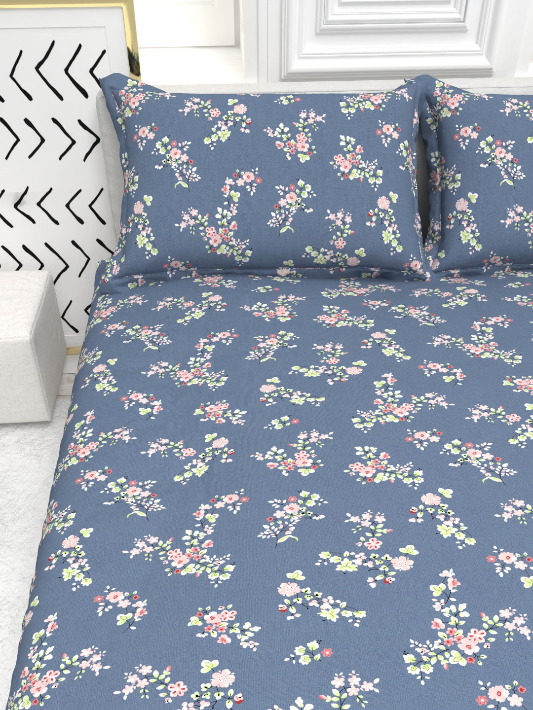 Cider Double Bed Micro-Cotton Sheet Set - Blue