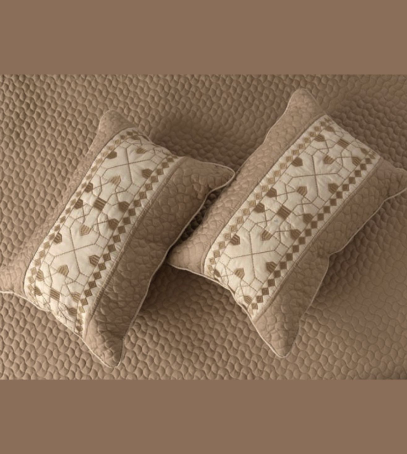 Noir 5-Piece Quilted & Embroidered Bedcover Ensemble - Earthy