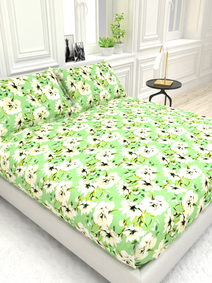 Georgia Double Size Satin Twill Bedsheet Set - Lime Green