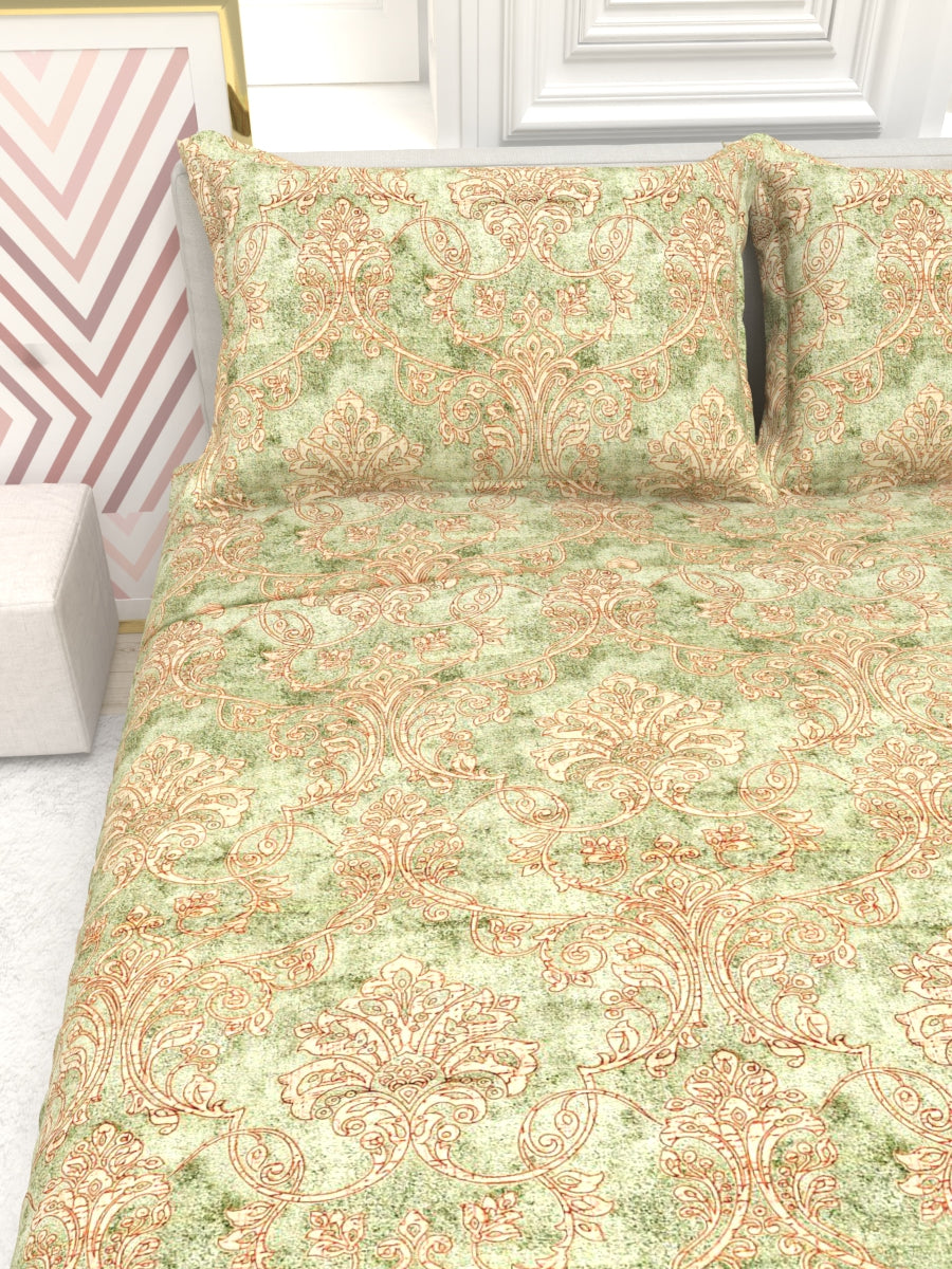 Georgia Double Size Satin Twill Bedsheet Set - Taupe & Peach