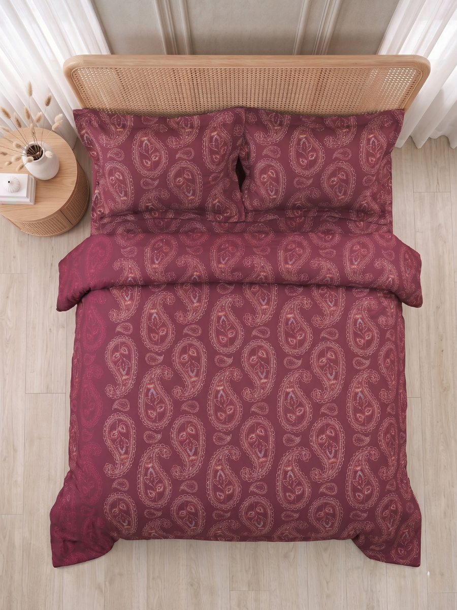 Bruno King Size Reactive Satin Bedsheet Set - Magenta