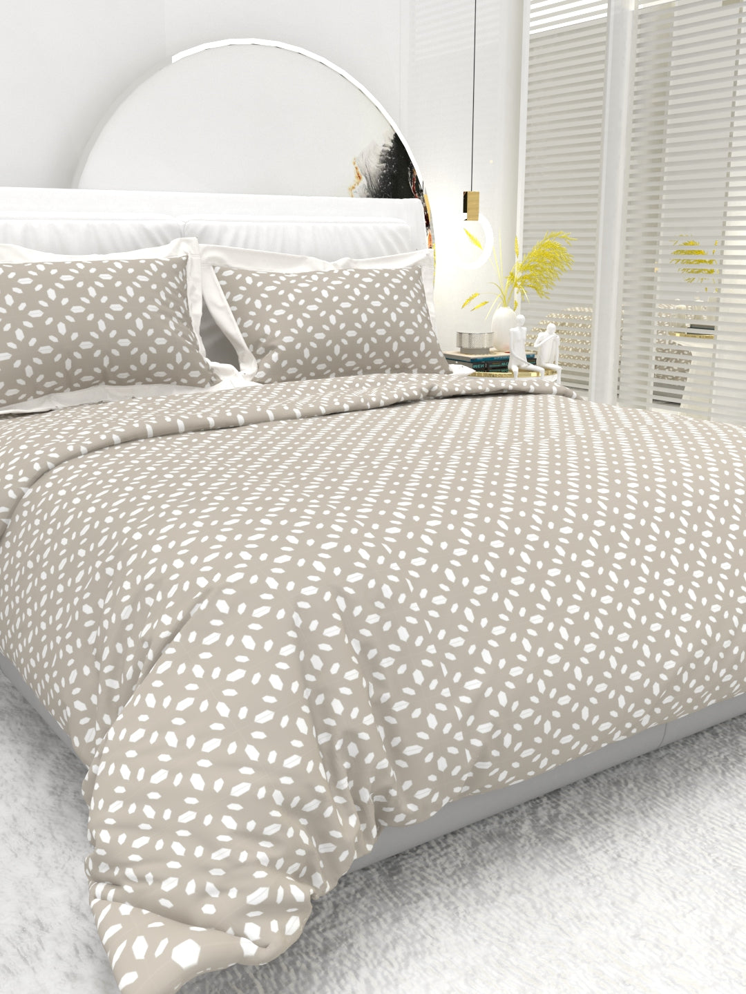 Carnation King Size Bedsheet Set with Contrast Border - Soft Gray