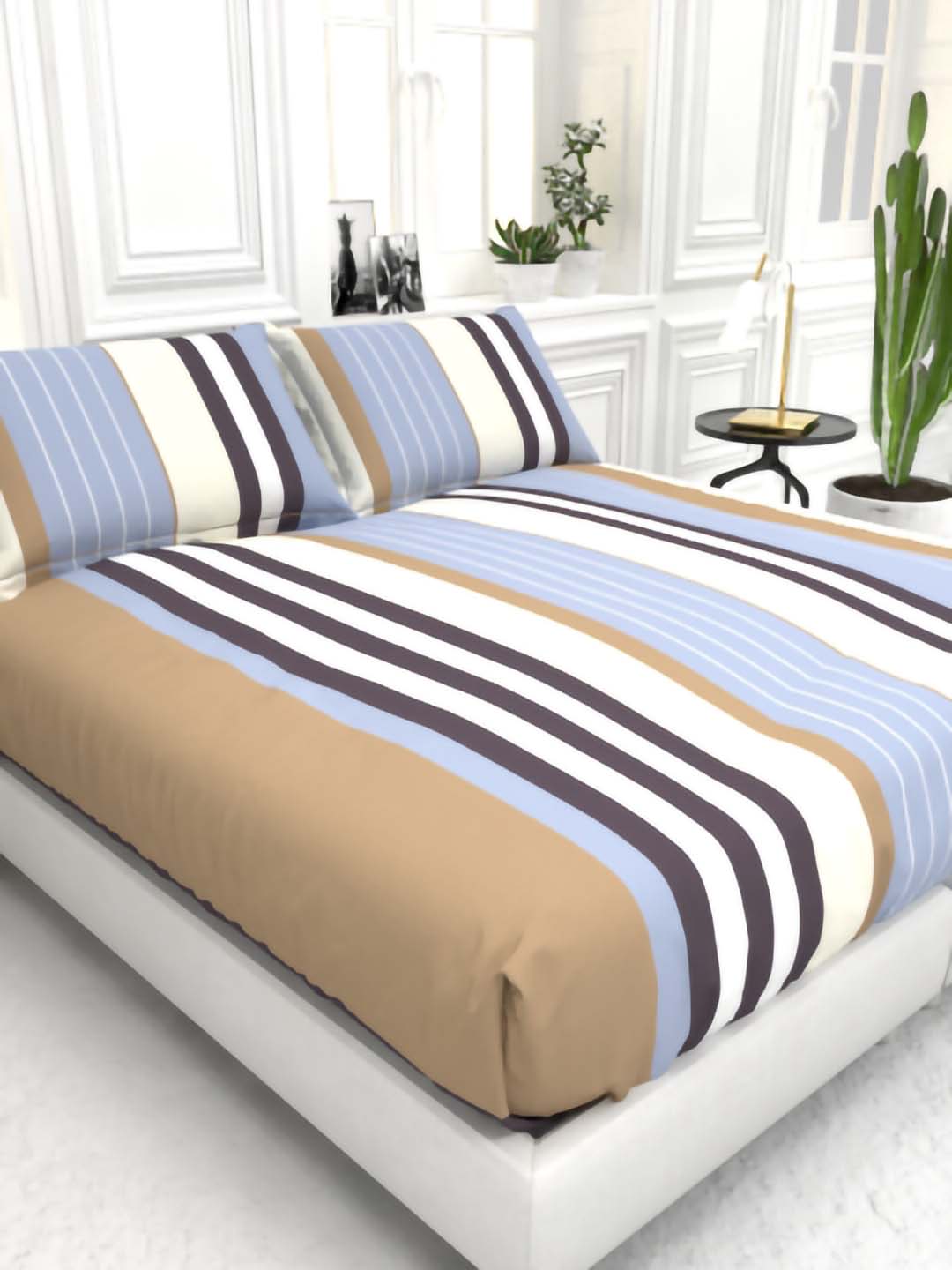 Cider Double Bed Micro-Cotton Sheet Set - Beige Brown