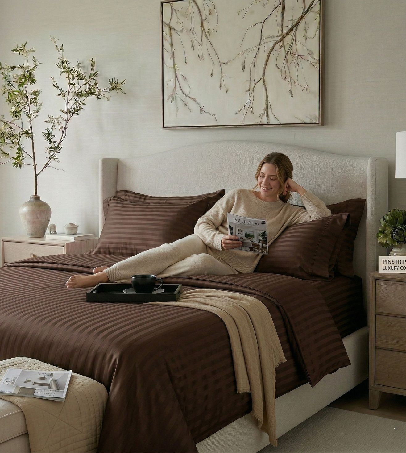 Sapphire 3-Piece 100% Cotton Satin Bedsheet Set - Chocolate Brown