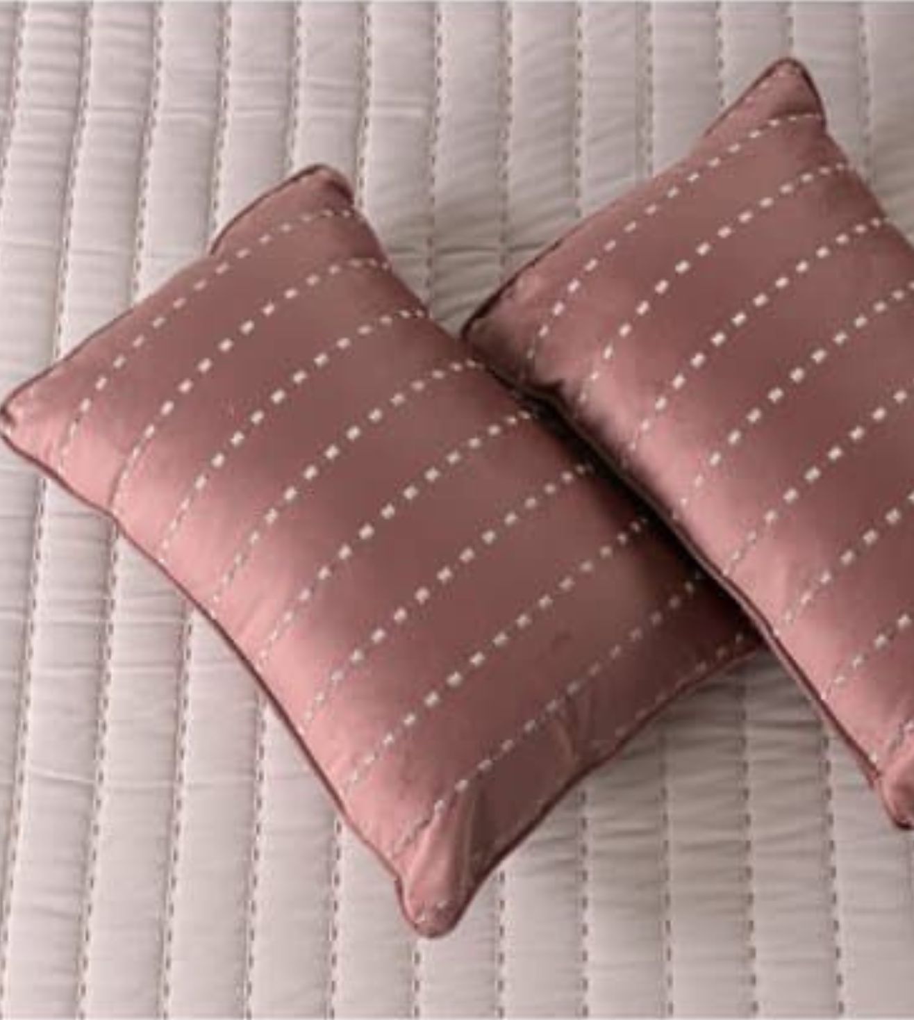 Luna 5-Piece Quilted & Embroidered Bedcover Ensemble - Dusky Pink