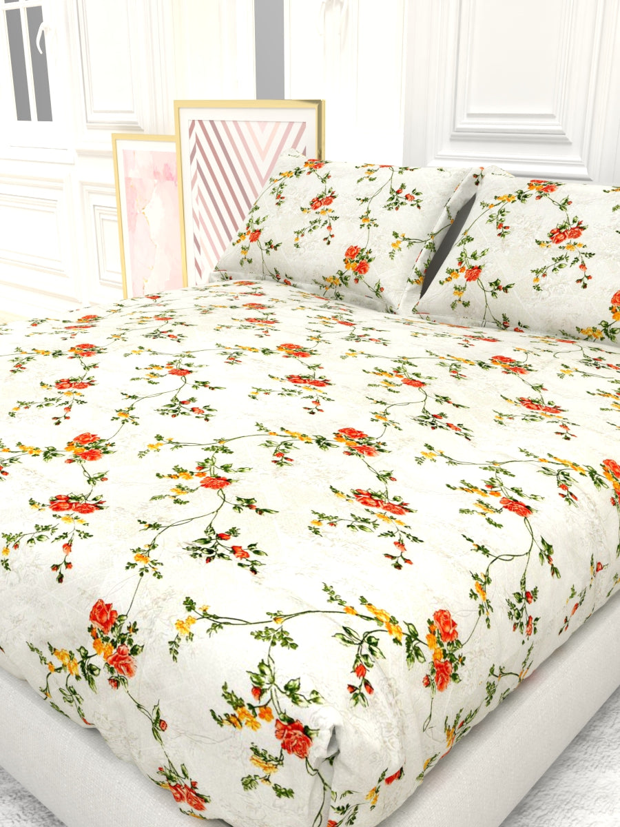 Georgia Double Size Satin Twill Bedsheet Set - Cream & Saffron