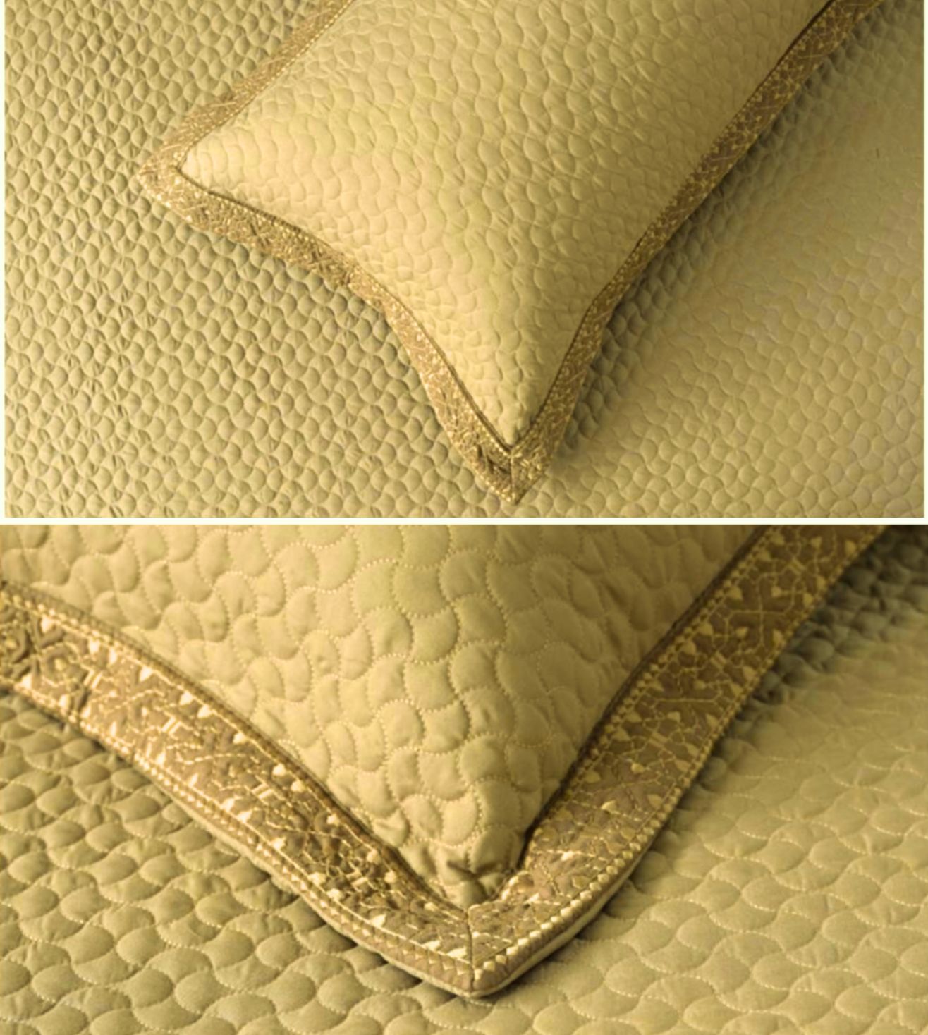 Noir 5-Piece Quilted & Embroidered Bedcover Ensemble - Camel