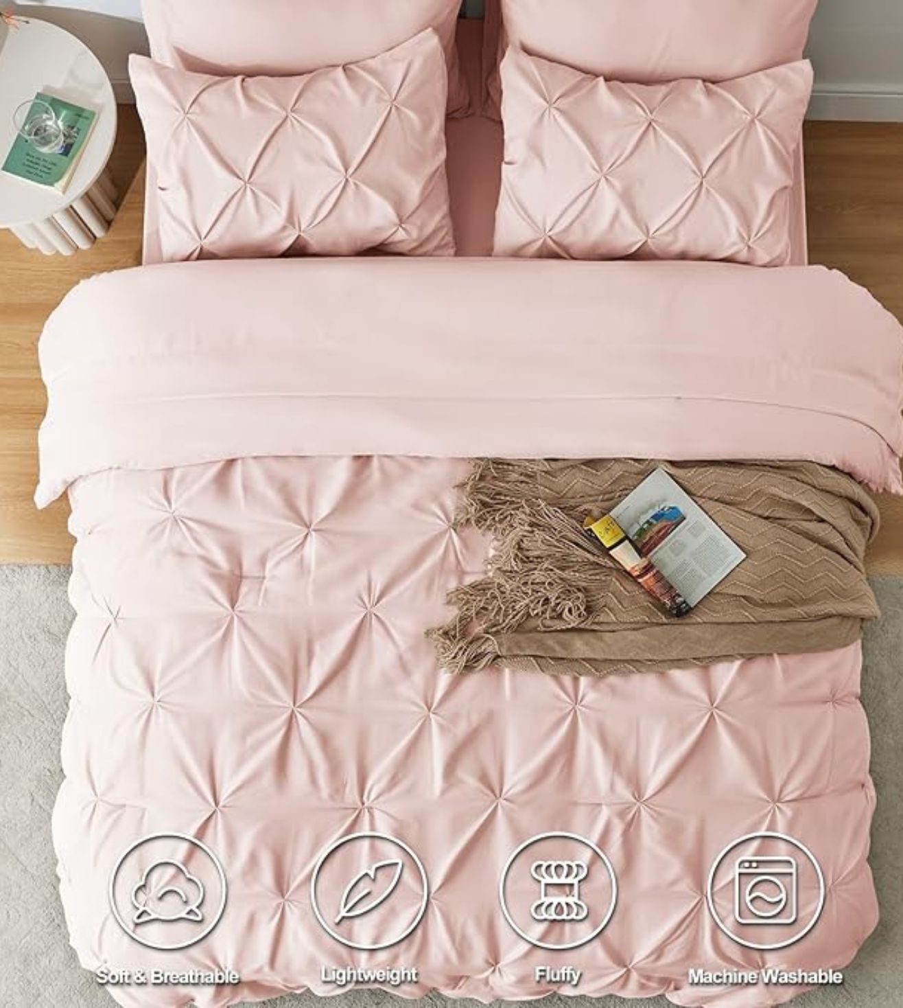 Dune Hand-Crafted Pin Tuck Comforter Set (400Tc Satin) - Purple