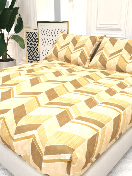 Clay Double Bed Pure Cotton Sheet Set - Amber Brown