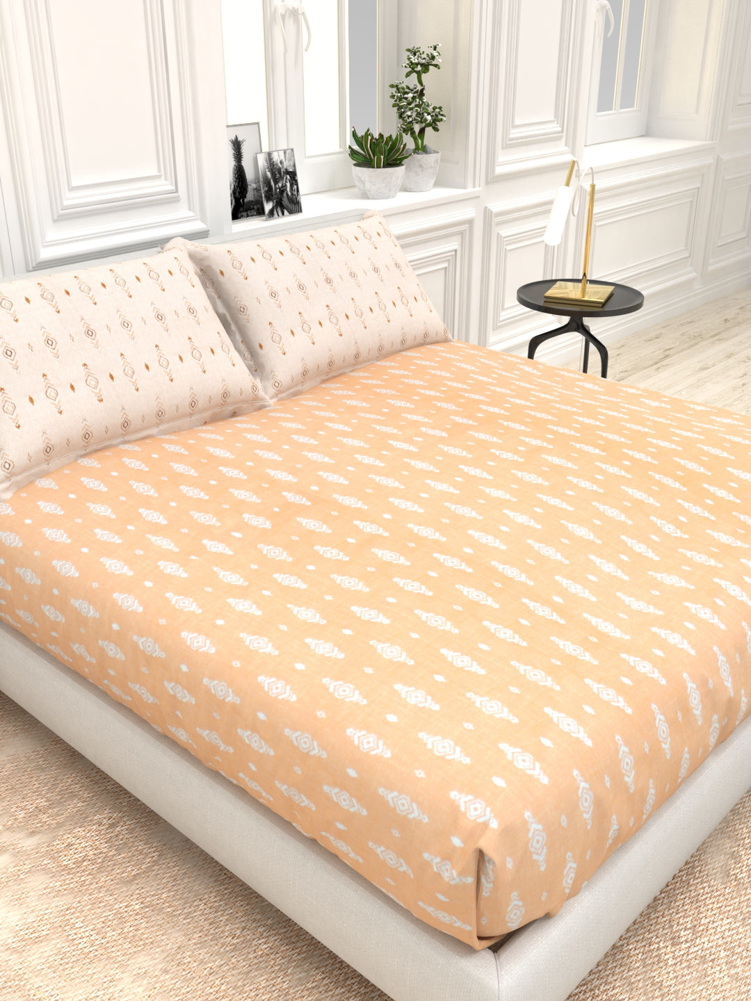 Orchid King Size Percale Bedsheet Set - Peach