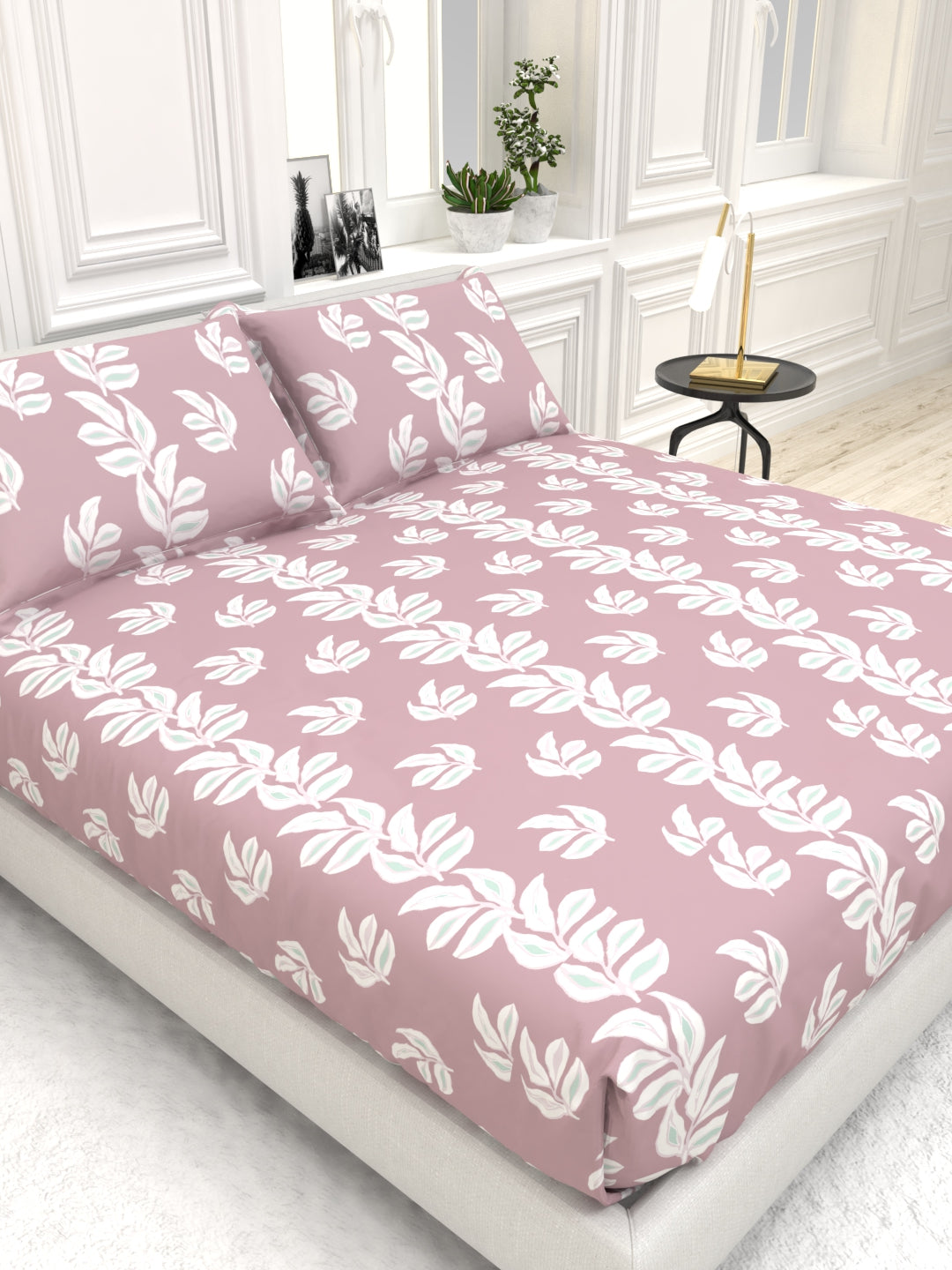 Orchid King Size Percale Bedsheet Set - Blush Pink