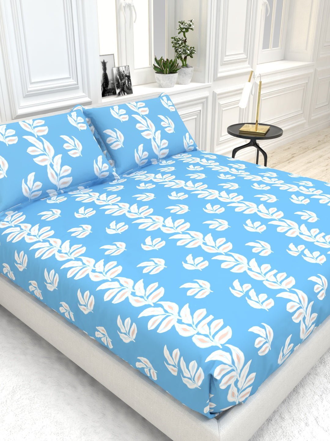 Orchid King Size Percale Bedsheet Set - Blue