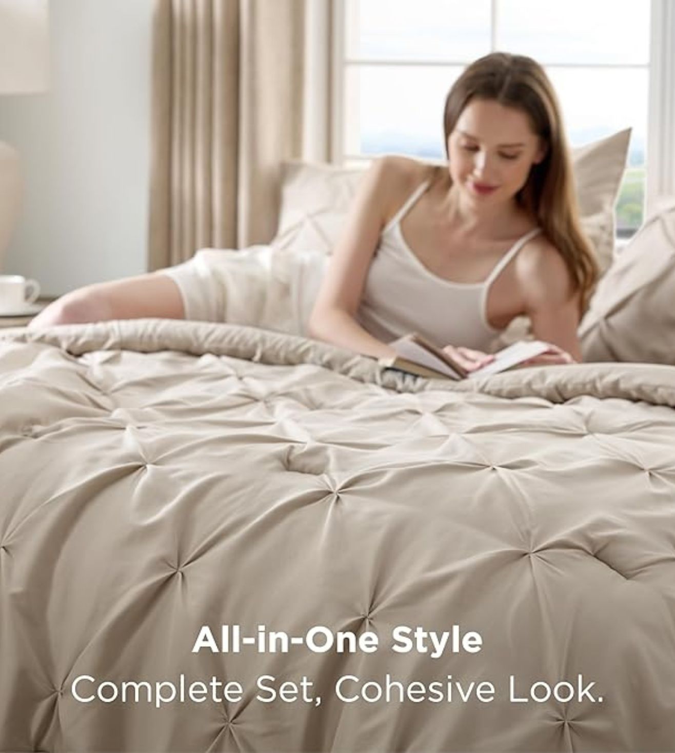 Dune Hand-Crafted Pin Tuck Comforter Set (400Tc Satin) - Sand