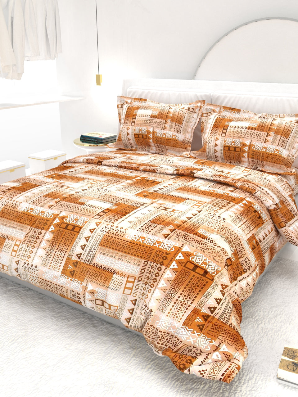 Georgia Double Size Satin Twill Bedsheet Set - Ochre Beige