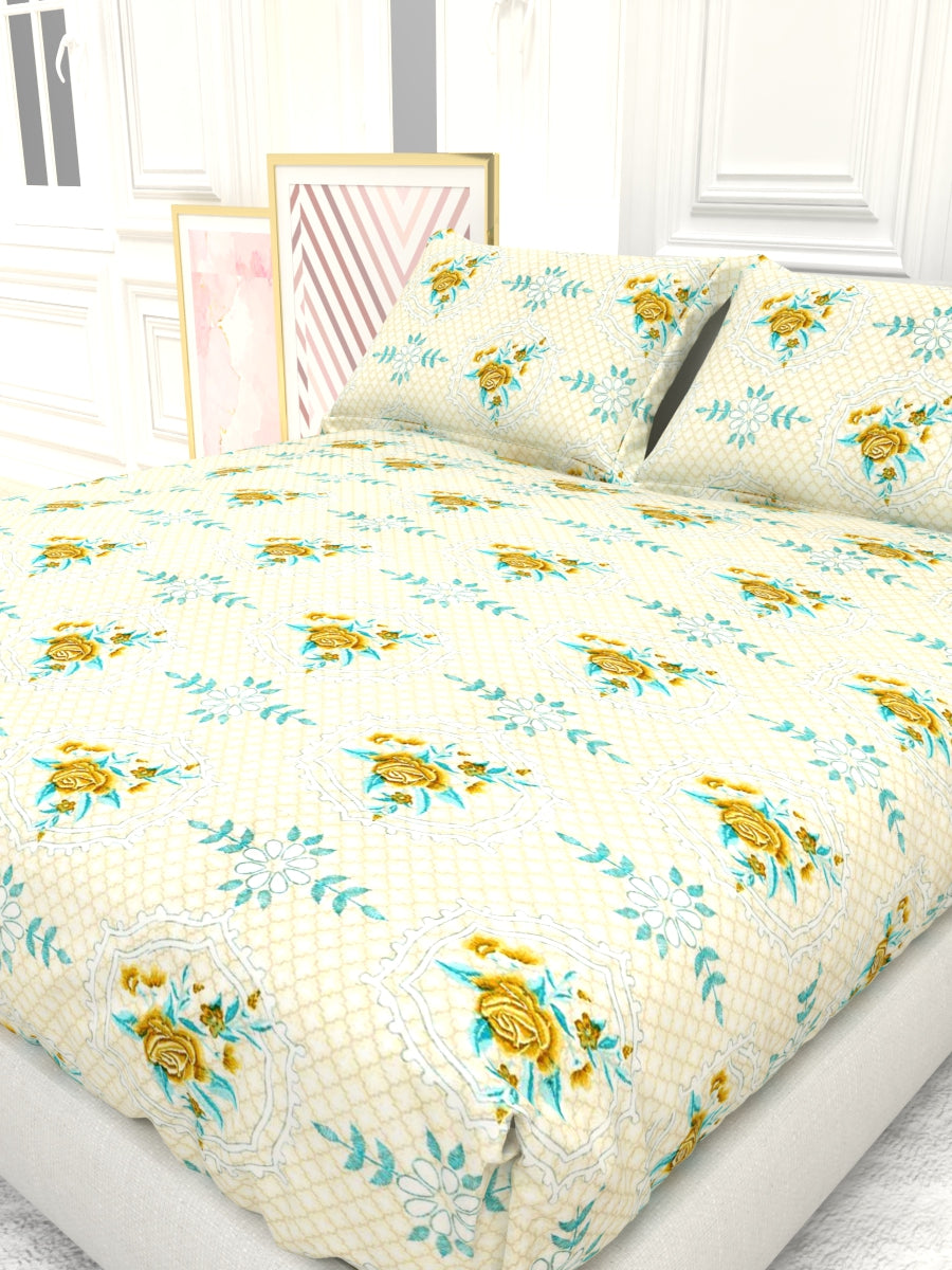 Georgia Double Size Satin Twill Bedsheet Set - Beige & Brown