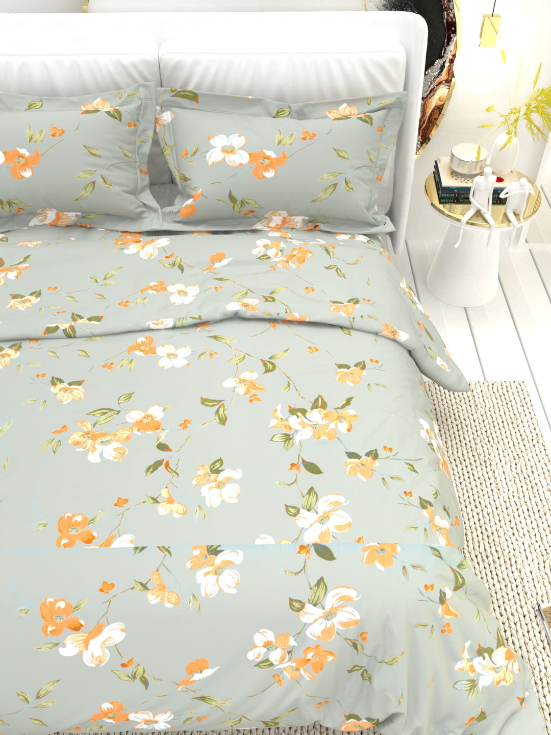 Clay Double Bed Pure Cotton Sheet Set - Gray