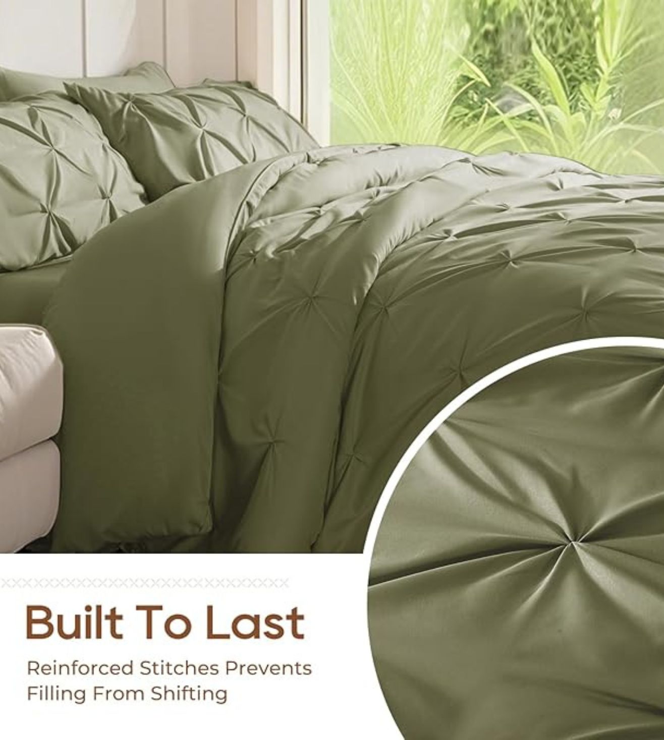 Dune Hand-Crafted Pin Tuck Comforter Set (400Tc Satin) - Green