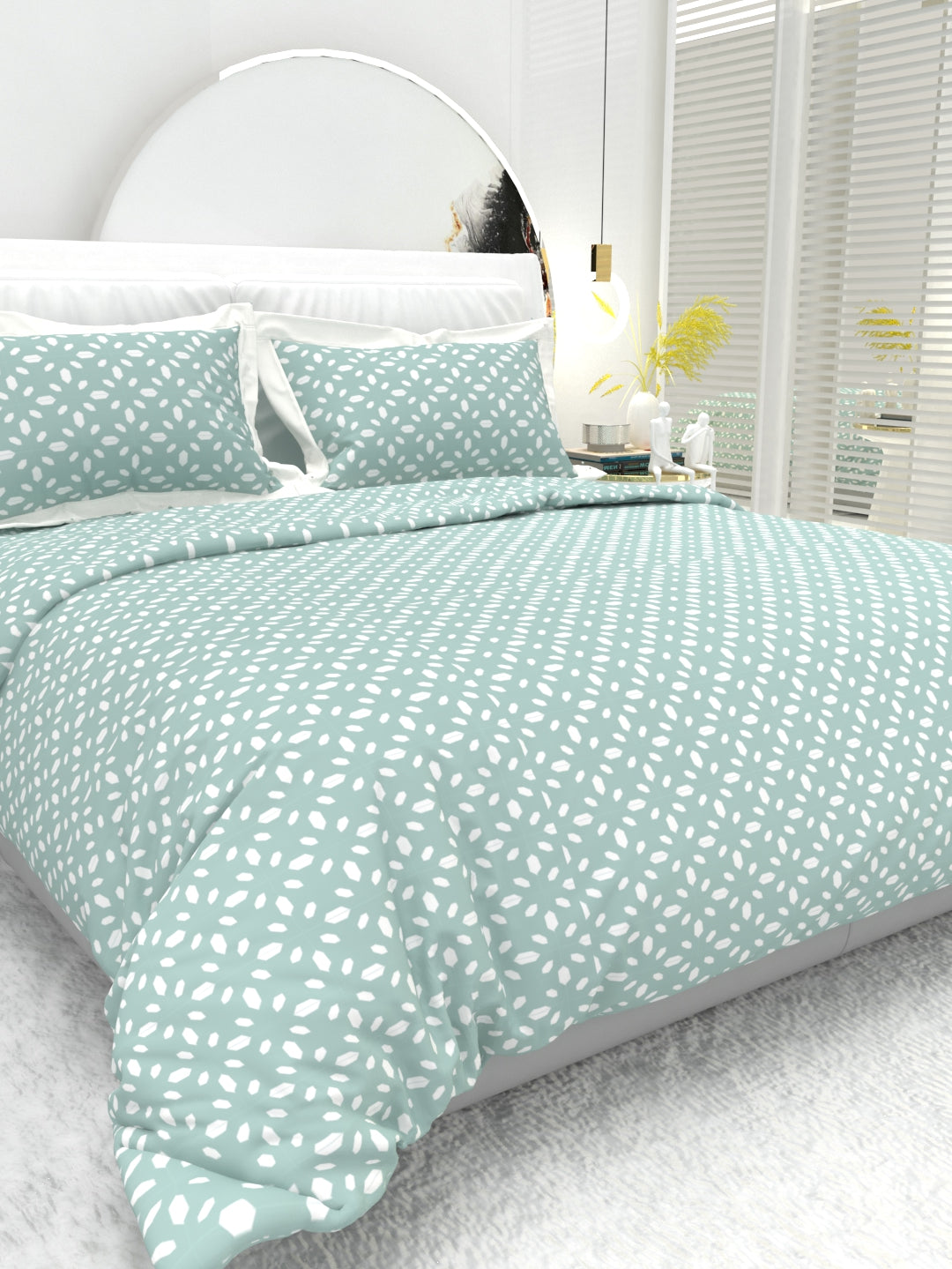 Carnation King Size Bedsheet Set with Contrast Border - Powder Blue