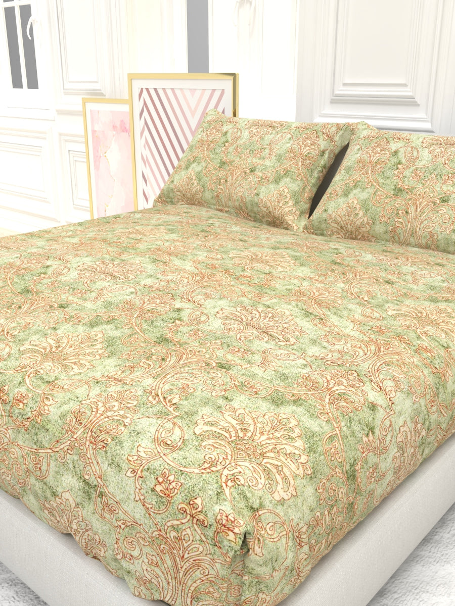 Georgia Double Size Satin Twill Bedsheet Set - Taupe & Peach