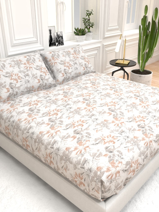 Clay Double Bed Pure Cotton Sheet Set - Cream